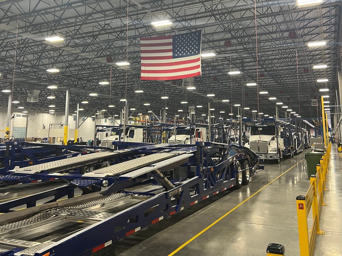 Cottrell production floor, car-hauler trailers on the line